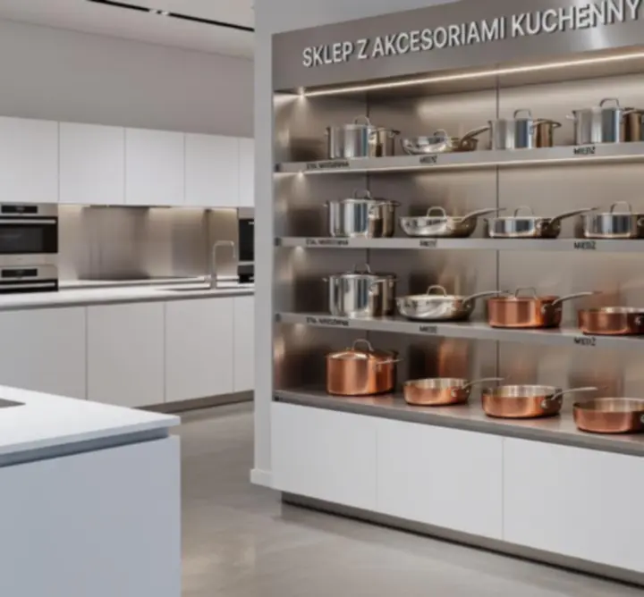 Różnorodna kolekcja garnków w nowoczesnej kuchni