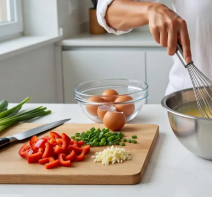 Przybory kuchenne w użyciu podczas przygotowywania potrawy