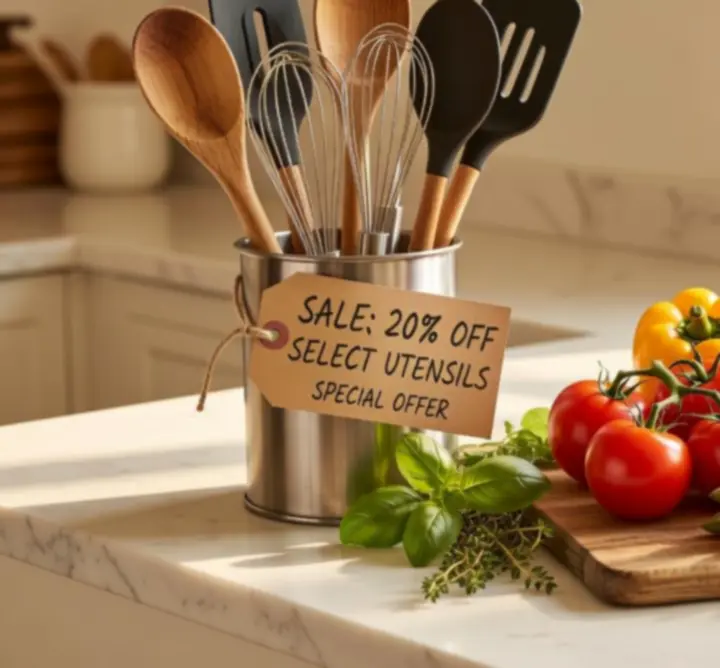 Przybory kuchenne oznaczone jako produkty promocyjne